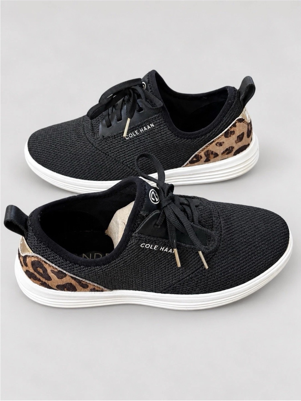 Cole Haan GrandSport Sneakers Womens 8.5 Black Leopard Print W23314